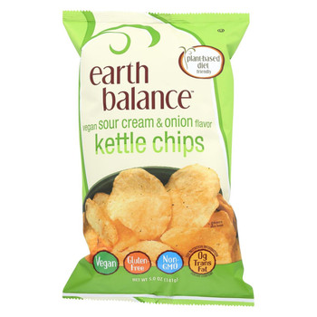 Earth Balance Vegan Kettle Chips - Sour Cream and Onion - Case of 12 - 5 oz.