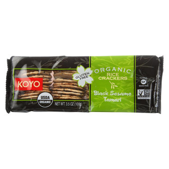 Koyo Organic Black Sesame Tamari Rice Crackers - Case of 12 - 3.5 OZ