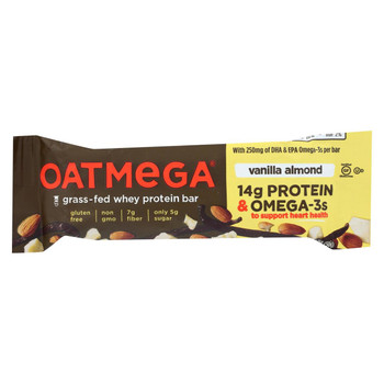 Oatmegabar Protein Bar - Vanilla Almond Crisp - 1.8 oz Bars - Case of 12