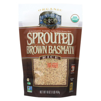 Lundberg Family Farms Sprouted Brown Basmati Rice - Case of 6 - 1 lb.