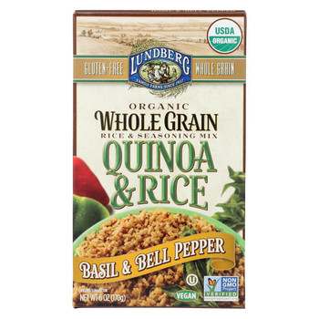 Lundberg Family Farms Quinoa and Brown Rice - Basil and Bell Pepper - Case of 6 - 6 oz.