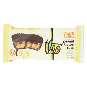 Theo Chocolate Peanut Butter Cups - Milk Chocolate - 1.3 oz - Case of 12 Theo Chocolate Peanut Butter Cups - Milk Chocolate - 1.3 oz - Case of 12