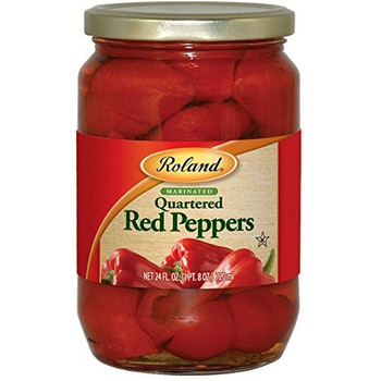 Roland Red Peppers - Quarters - Case of 12 - 24 Fl oz.