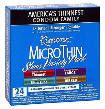 Kimono Condoms - Micro Thin - Variety Pack - 24 Count Kimono Condoms - Micro Thin - Variety Pack - 24 Count