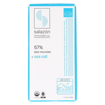 Salazon Chocolate Bar - Organic - 57 Percent Dark Chocolate - Sea Salt - 2.75 oz - case of 12
