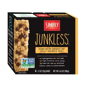 Simply 8 Granola Bars - Real Peanut Butter?Chocolate Chip Chewy? - Case of 8 - 6.6 oz.
