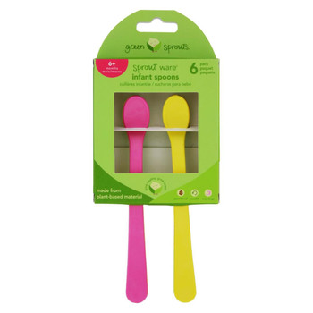 Green Sprouts Infant Spoons - Sprout Ware - 6 Months Plus - Pink Assorted - 6 Pack