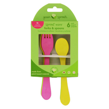 Green Sprouts Forks and Spoons - Sprout Ware - 9 Months Plus - Pink Assorted - 6 Pack