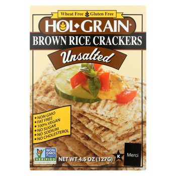 Holgrain Brown Rice Crackers Unsalted - Case of 6 - 4.5 oz.