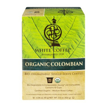White Coffee Organic Colombian Coffee - Case of 4 - 10 Count