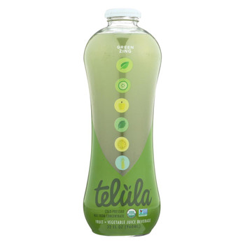 Telula Beverages Organic Juice - Green Zing - Case of 6 - 32 Fl oz.