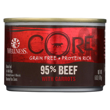 Wellness Pet Products Dog Food - Core Beef with Carrots Recipe - Case of 24 - 6 oz. Wellness Pet Products Dog Food - Core Beef with Carrots Recipe - Case of 24 - 6 oz.