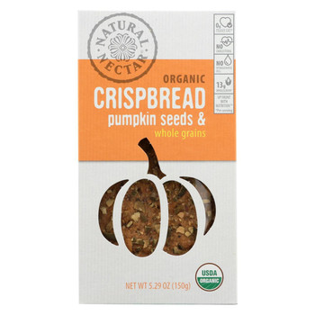 Natural Nectar Organic Crispbread Crackers - Pumpkin Seed and Whole Grains - Case of 10 - 5.29 oz.