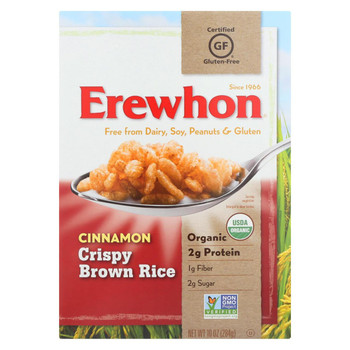 Erewhon Organic Crispy Brown Rice Cereal - Cinnamon - Case of 12 - 10 oz.