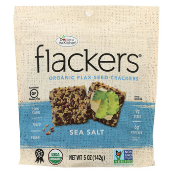 Dr. In The Kitchen Flackers Organic Flax Seed Crackers - Sea Salt - Case of 12 - 5 oz.