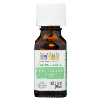 Aura Cacia - Facial Massage Oil - Revitalize Essential Oil Blend - 0.5 FL oz.