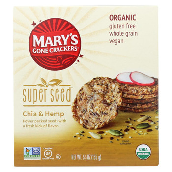 Mary's Gone Crackers Super Seed- China and Hemp - Case of 6 - 5.5 oz.