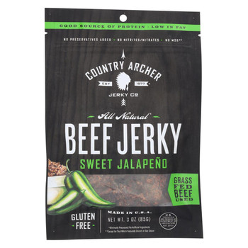Country Archer Beef Jerky - Sweet Jalapeno - Case of 12 - 3 oz