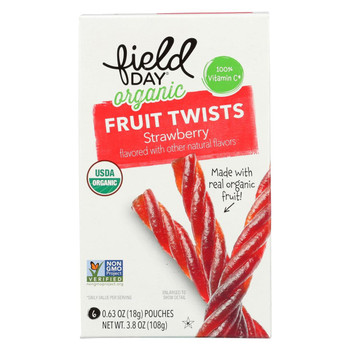 Field Day Fruit Twists - Strawberry - Case of 8 - 3.8 oz.