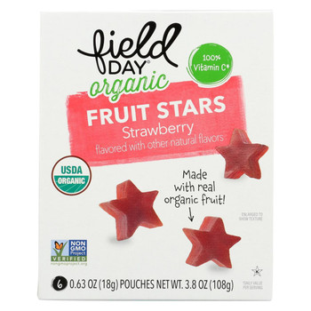 Field Day Fruit Stars - Strawberry - Case of 8 - 3.8 oz.