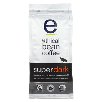 Ethical Bean Coffee Whole Bean Coffee - Superdark French Roast - Case of 6 - 12 oz.
