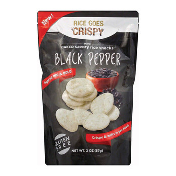 Kameda Crisps Savory Rice Snacks - Black Pepper with Roasted Peanuts, Bold and Zesty - Case of 6 - 2 oz.