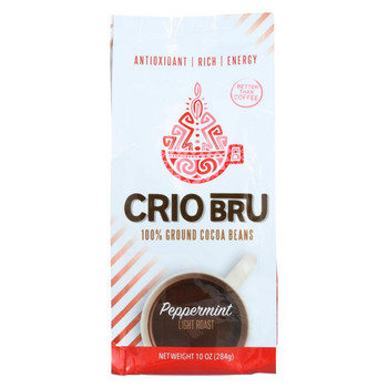 Crio Bru Ground Cocoa Beans - Peppermint Light Roast - Case of 6 - 10 oz.
