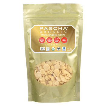 Pascha Organic Rice Milk Chocolate Baking Chips - White Chocolate - Case of 8 - 7 oz