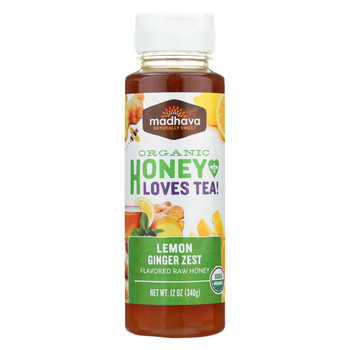 Madhava Honey Honey - Organic - Lemon Ginger  Zest  - Case of 6 - 12 oz