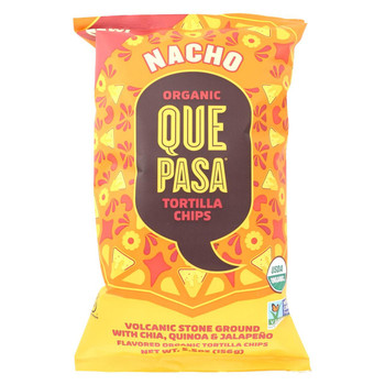 Que Pasa Tortilla Chips - Organic - Nacho - Vegan - Case of 12 - 5.5 oz