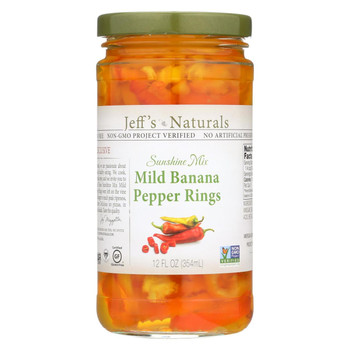 Jeff's Natural Banana Pepper - Mild - Sliced - Case of 6 - 12 fl oz