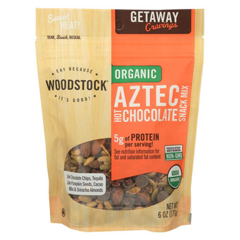 Woodstock Organic Aztec Hot Chocolate Snack Mix - Case of 8 - 6 oz.