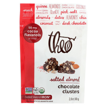 Theo Chocolate Organic Clusters - Salted Almond - Case of 10 - 2.8 oz