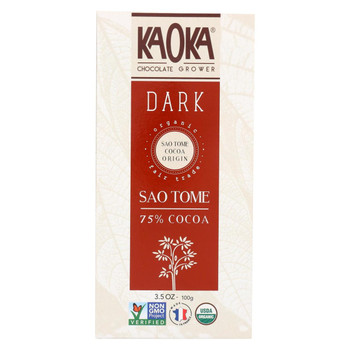 Kaoka Chocolate Bar - Sao Tome 75% Cocoa - Case of 12 - 3.5 oz.