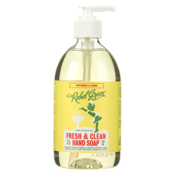 Rebel Green Hand Soap - Peppermint - Lemon - Case of 4 - 16.9 fl oz Rebel Green Hand Soap - Peppermint - Lemon - Case of 4 - 16.9 fl oz