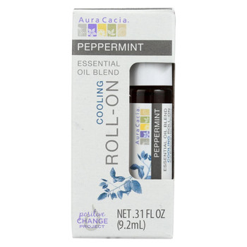 Aura Cacia - Roll On Essential Oil - Peppermint - Case of 4 - .31 fl oz