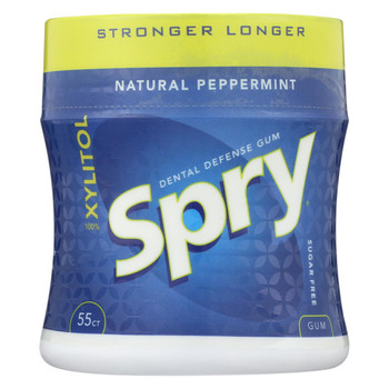 Spry Xylitol Gum - Stronger Longer Peppermint - Case of 6 - 55 count Spry Xylitol Gum - Stronger Longer Peppermint - Case of 6 - 55 count