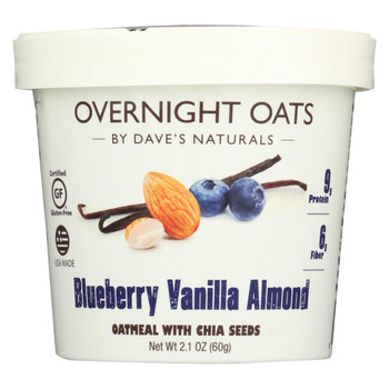 Dave's Gourmet - Overnight Oats - Blueberry Vanilla Almond - Case of 8 - 2.1 oz.