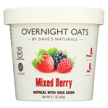 Dave's Gourmet - Overnight Oats - Mixed Berry  - Case of 8 - 2.1 oz.