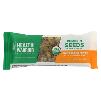 Health Warrior Pumpkin Seed Bar - Honey Cracked Pepper With Turmeric - Case of 12 - 1.23 oz.