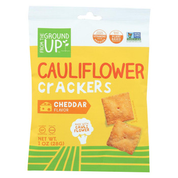 From The Ground Up Crackers - Cauliflower Cheddar Single Bag - Case of 8 - 1 oz.