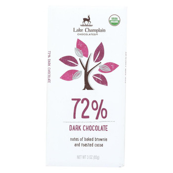 Lake Champlain Chocolates Chocolate Bar - 72% Dark Chocolate - Case of 12 - 3 oz.