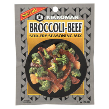 Kikkoman Stir Fry Seasoning Mix - Broccoli Beef - Case of 24 - 1 oz.