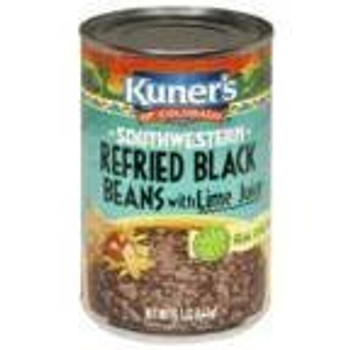 Kuner Refried Black Beans - Lime Juice - Case of 12 - 15 oz.