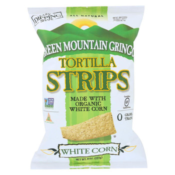 Green Mountain Gringo Tortilla Strips - White Corn Organic - Case of 12 - 8 oz.