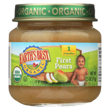Earth's Best Organic First Pears Baby Food - Stage 1 - Case of 12 - 2.5 oz.