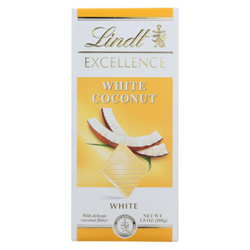 Lindt Chocolate Bar - White Chocolate - Coconut - 3.5 oz Bars - Case of 12