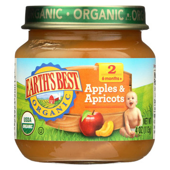 Earth's Best Organic Apples and Apricots Baby Food - Stage 2 - Case of 12 - 4 oz.