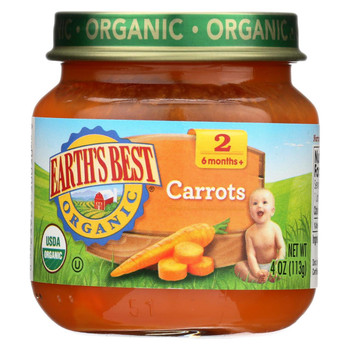 Earth's Best Organic Carrots Baby Food - Stage 2 - Case of 12 - 4 oz.