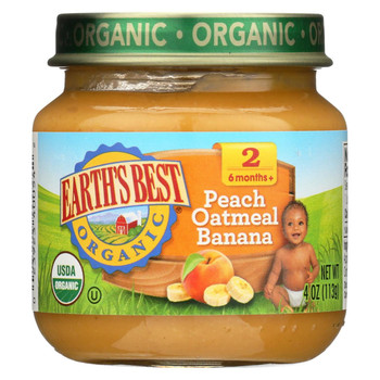 Earth's Best Organic Peach Oatmeal Banana Baby Food - Stage 2 - Case of 12 - 4 oz. Earth's Best Organic Peach Oatmeal Banana Baby Food - Stage 2 - Case of 12 - 4 oz.